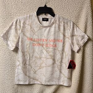 Cammo Tee with Pink Text